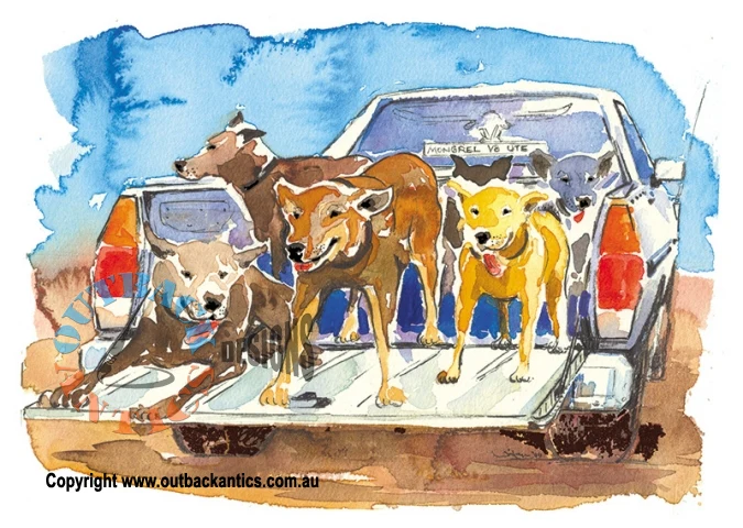 "Mongrel ute" Aussie Bush Greeting Card - Image 3